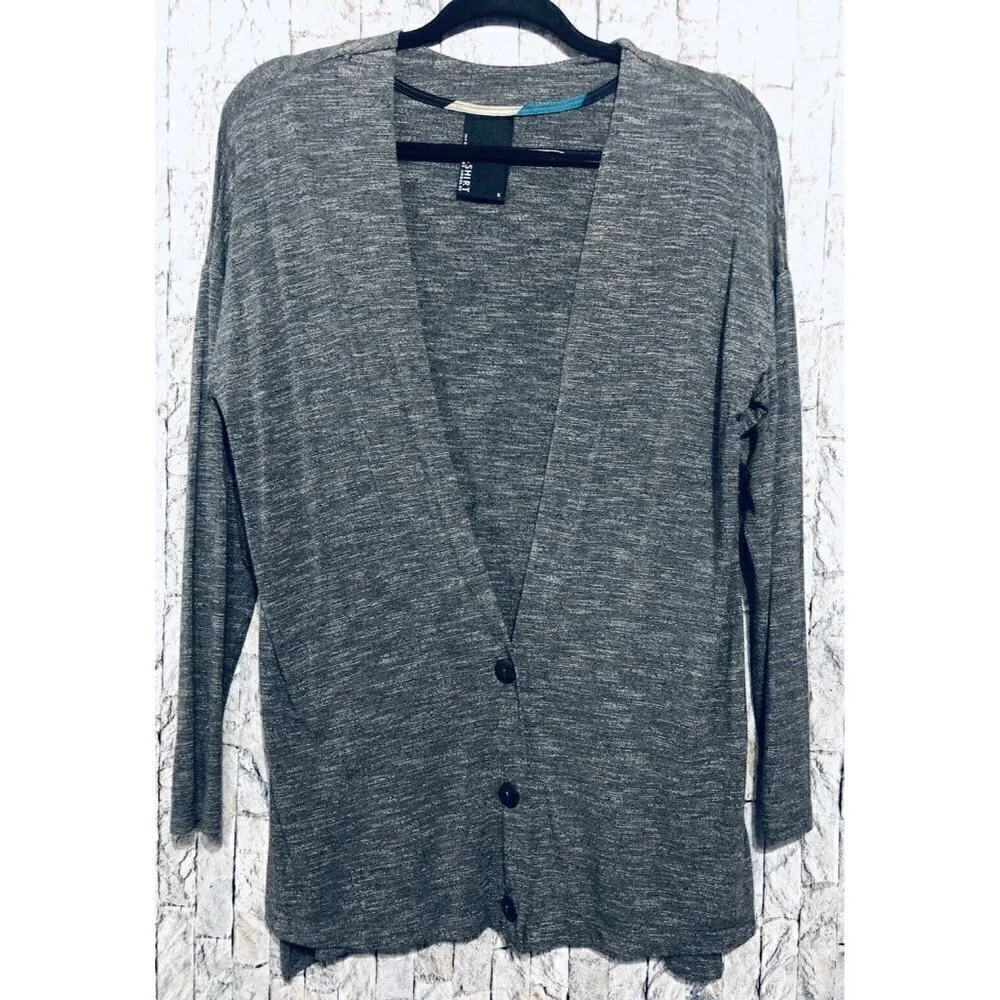 Anthropologie Dolan T-Shirt Left Coast Space Dye Cardigan Gray Womens Size Small